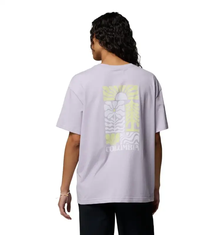Koszulka bawełniana damska Columbia Rolling Bend™ Graphic Oversized Tee - Lavender Pearl Nowość