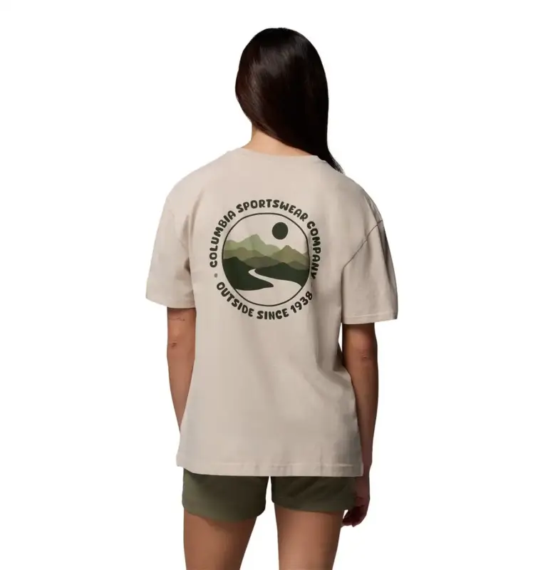 Kup online Koszulka bawełniana damska Columbia Rolling Bend™ Graphic Oversized Tee - Dark Stone
