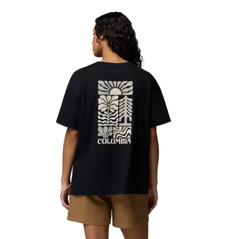 Koszulka bawełniana damska Columbia Rolling Bend™ Graphic Oversized Tee - Black Oferta