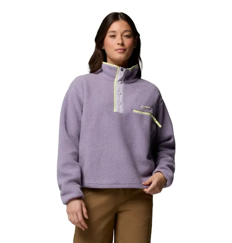Obniżka ceny Bluza polarowa damska Columbia Helvetia™ II Cropped Half Snap Fleece - Shale Purple