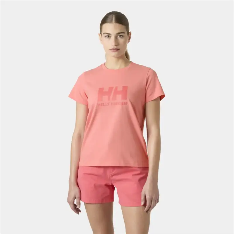 Koszulka bawełniana damska Helly Hansen HH Logo T-Shirt 3.0 - Coral Almond Nowość