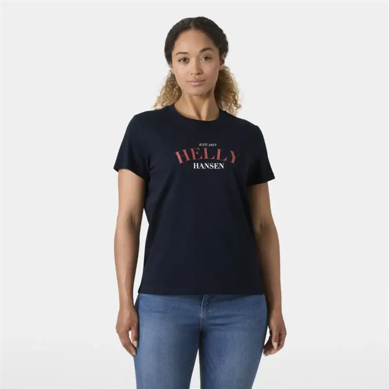 Koszulka bawełniana damska Helly Hansen Core Graphic T-shirt 2.0 - Navy Promocja