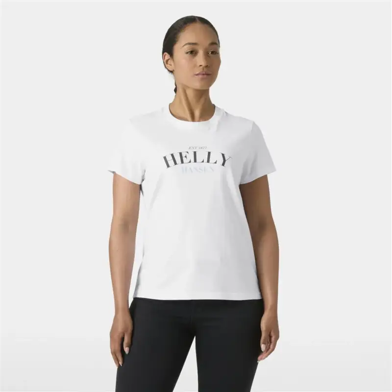 Koszulka bawełniana damska Helly Hansen Core Graphic T-shirt 2.0 - White Wyprzedaż