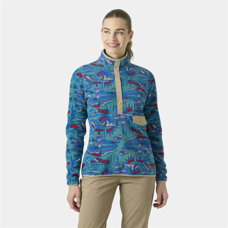 Polar damski Helly Hansen Maridalen Printed Fleece - Dark Mint Zniżka