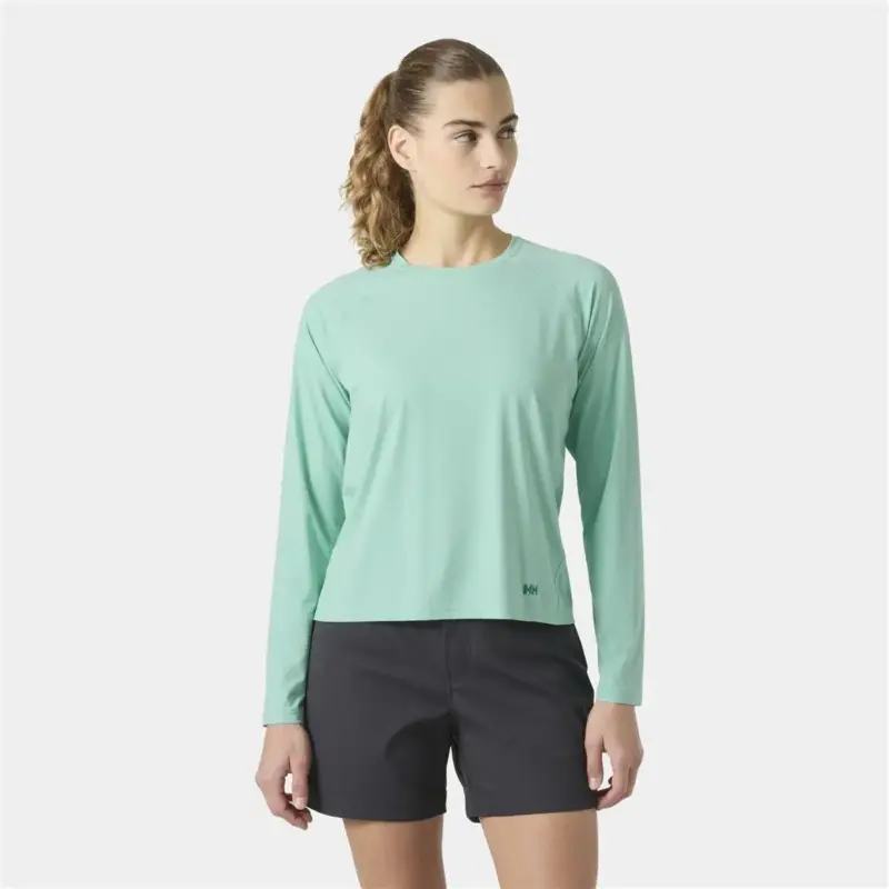 Hit sprzedaży Bluza z filtrem UV damska Helly Hansen Shine Solen LS Crew - Lagoon