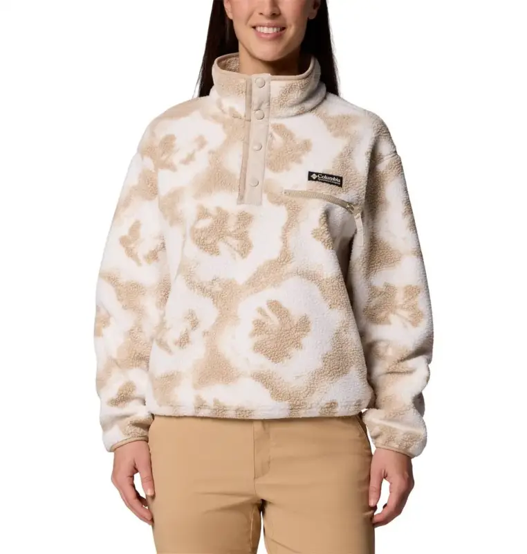 Bezpieczna płatność Bluza polarowa damska Columbia Helvetia™ II Printed Cropped Half Snap - Sea Salt, Spray