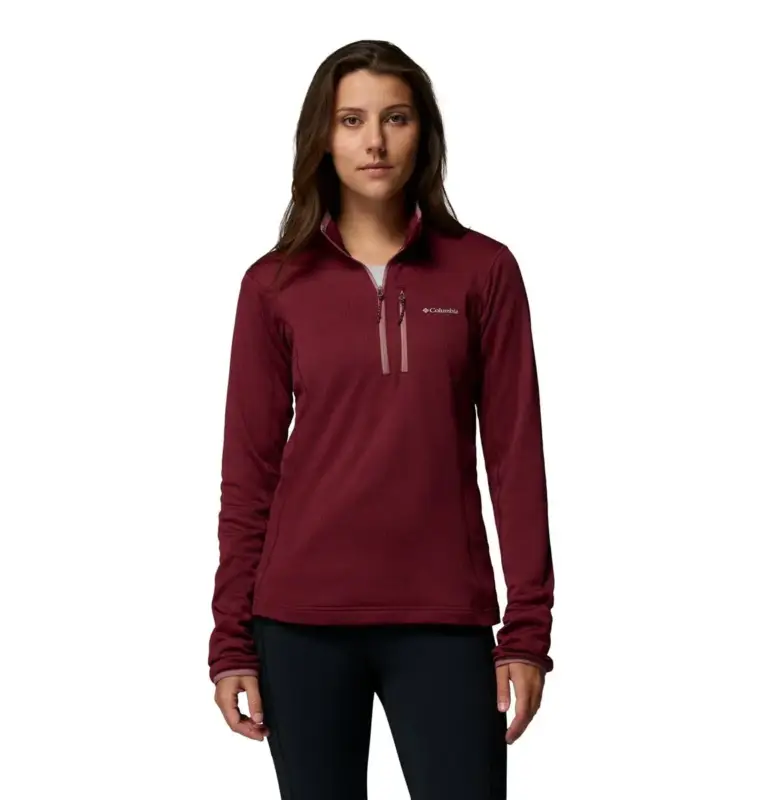 Polar damski Columbia Essential Hike™ Grid Fleece Half Zip - Rich Wine Wyjątkowa oferta