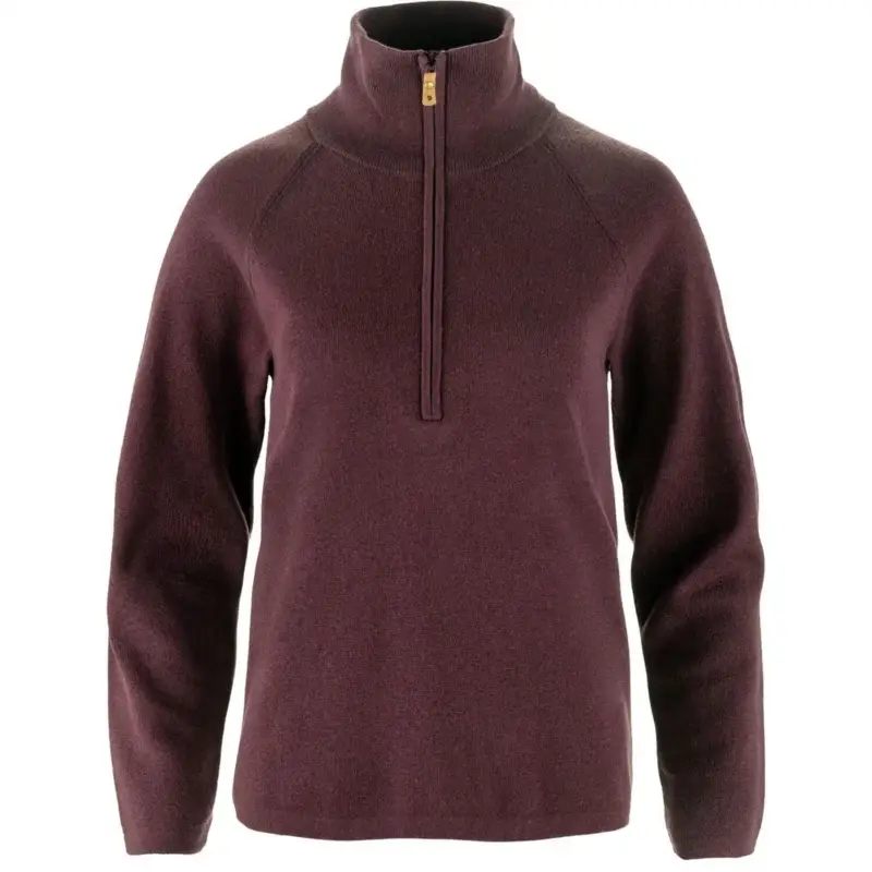 Taniej Sweter wełniany damski Fjallraven Övik Lite Half Zip - Port