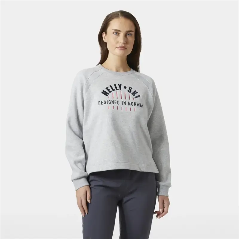 Sprawdź teraz Bluza bawełniana damska Helly Hansen Bliss Sweater - Grey Melange