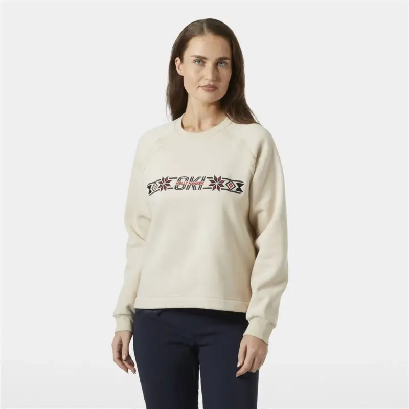 Bluza bawełniana damska Helly Hansen Bliss Sweater - Cream Ostatnia szansa