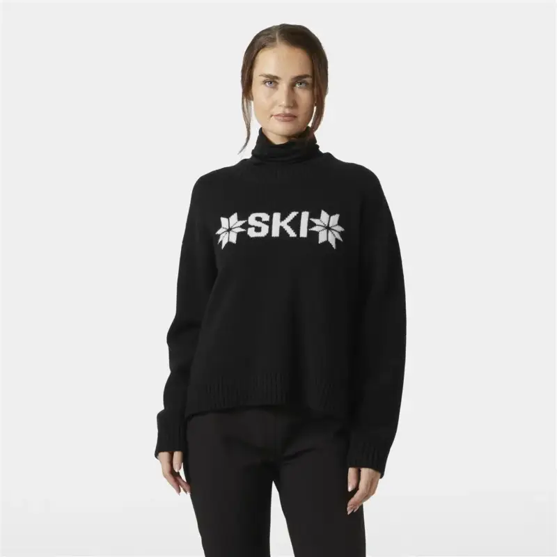 Sweter wełniany damski Helly Hansen Bliss Ski Knit Sweater - Black Wyjątkowa oferta