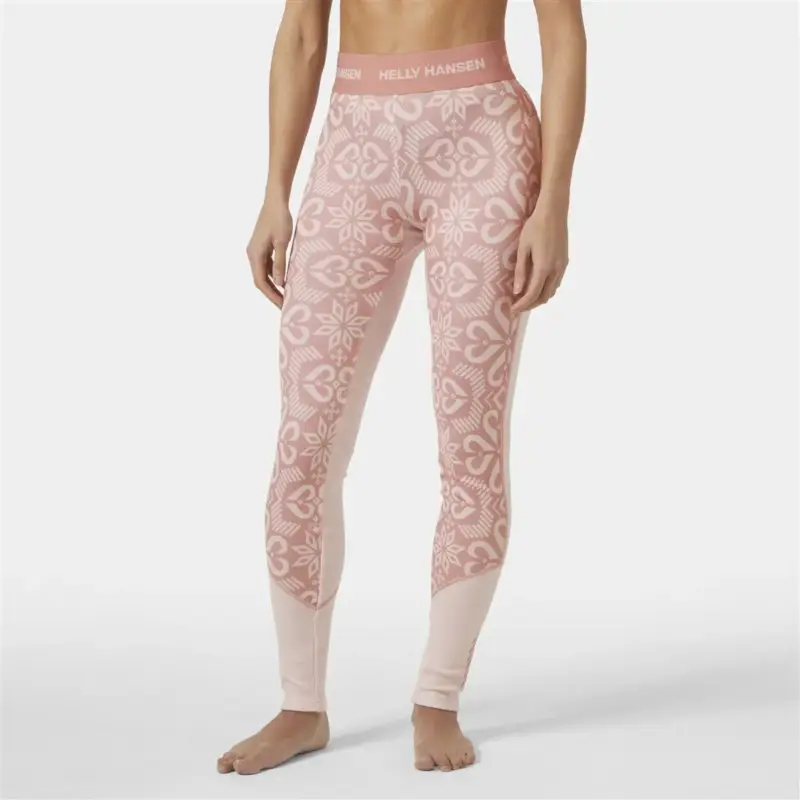 Legginsy termoaktywne z merino damskie Helly Hansen Lifa® Merino Midweight Graphic Pants - Pink Tint Cena promocyjna