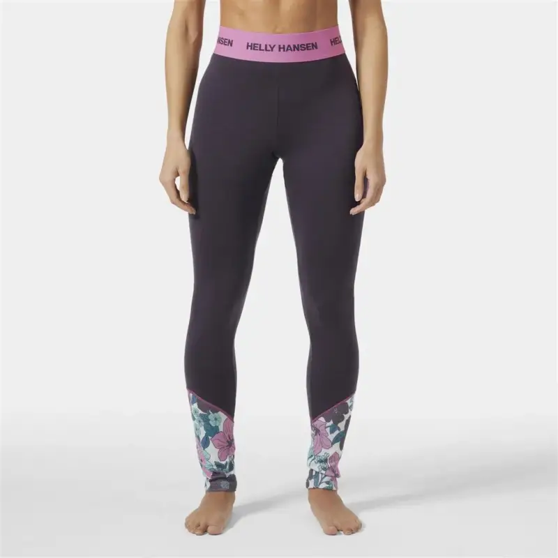 Wysoka jakość Legginsy termoaktywne z merino damskie Helly Hansen Lifa® Merino Midweight Graphic Pants - Black Grape