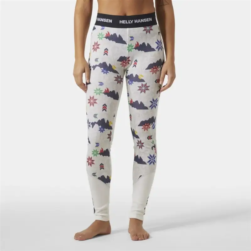 Legginsy termoaktywne z merino damskie Helly Hansen Lifa® Merino Midweight Graphic Pants - Off White Bezpieczne zakupy