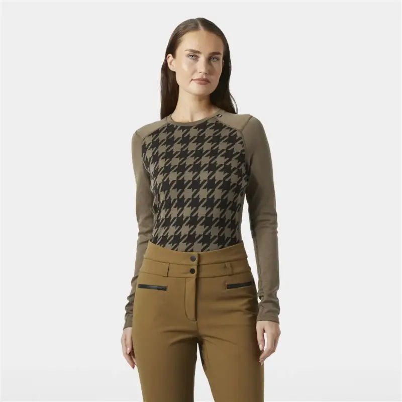 Zniżka Bluza termoaktywna z merino damska Helly Hansen Lifa® Merino Midweight Graphic Crew - Sepia
