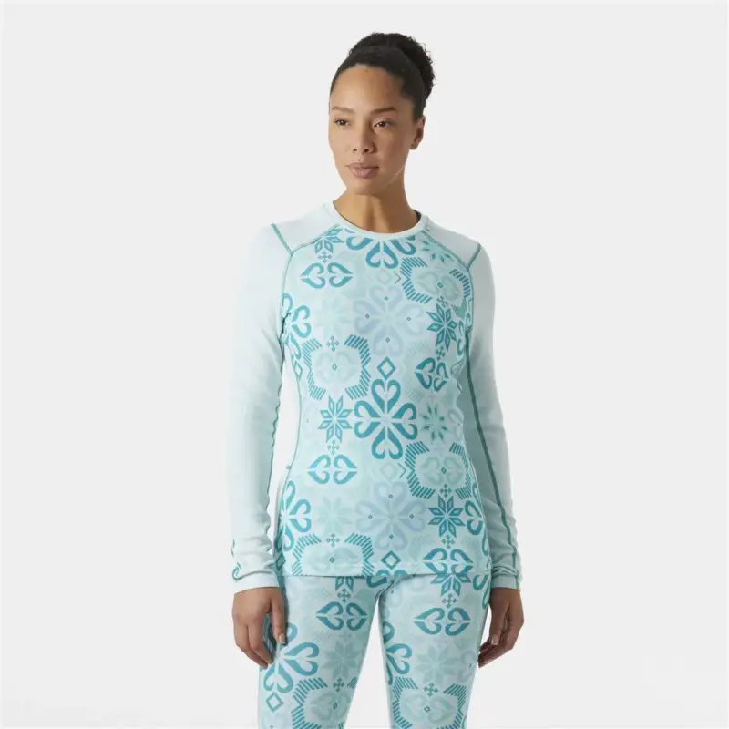 Bluza termoaktywna z merino damska Helly Hansen Lifa® Merino Midweight Graphic Crew - Icicle Nordic Rose Tylko do końca tygodnia