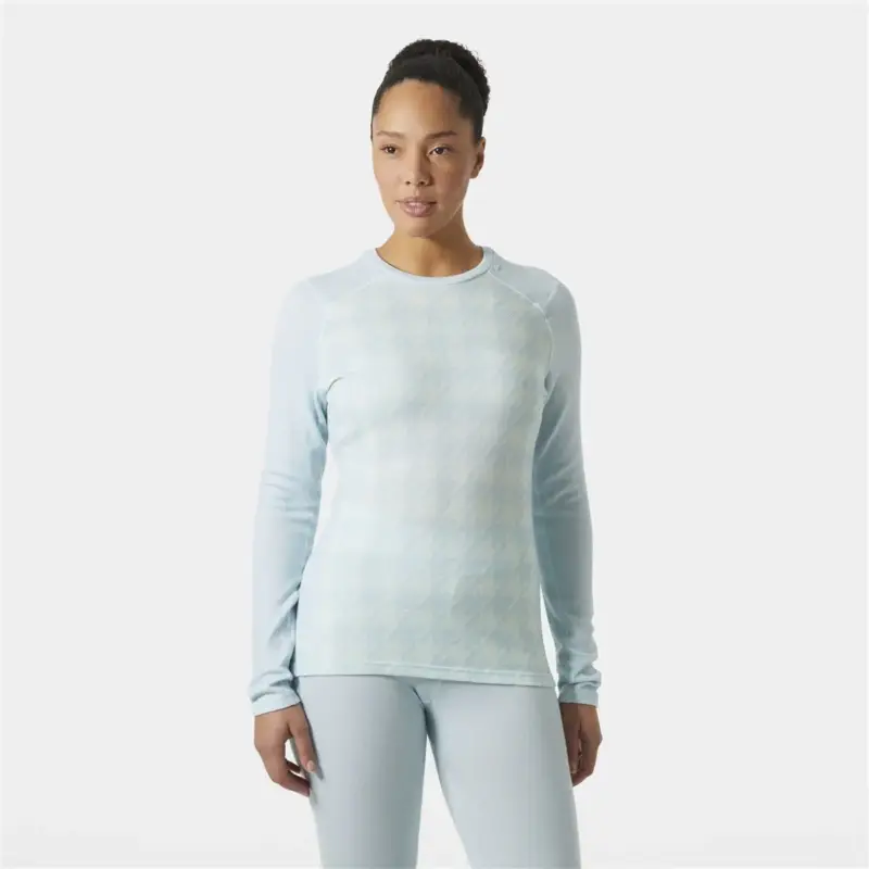 Bluza termoaktywna z merino damska Helly Hansen Lifa® Merino Midweight Graphic Crew - Barely Blue Łatwy zwrot