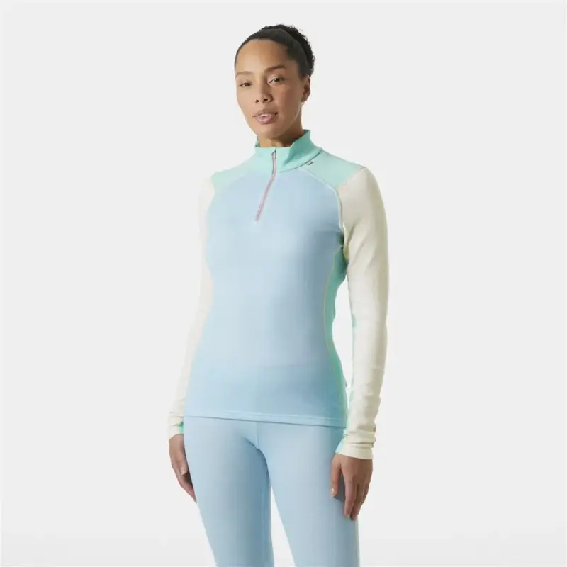 Promocja Bluza termoaktywna z merino damska Helly Hansen Lifa Merino Midweight 1/2 Zip - Light Cyan