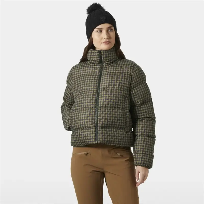 Darmowy zwrot Kurtka ocieplana damska Helly Hansen Jade Puffer Jacket - Sepia Houndstooth Aop