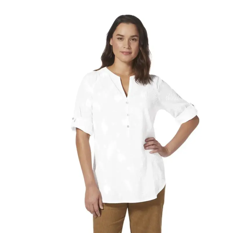 Koszula bawełniana damska Royal Robbins Oasis Tunic II 3/4 Sleeve - White Wysoka jakość