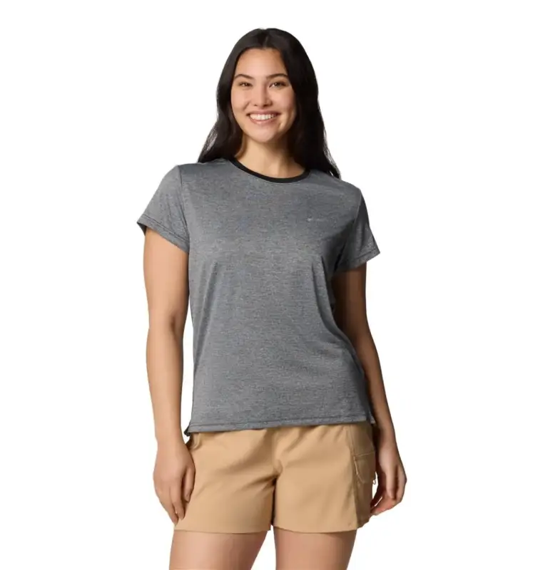 Wyprzedaż Koszulka szybkoschnąca damska Columbia Bluevista Hill™ SS Crew - Black Heather
