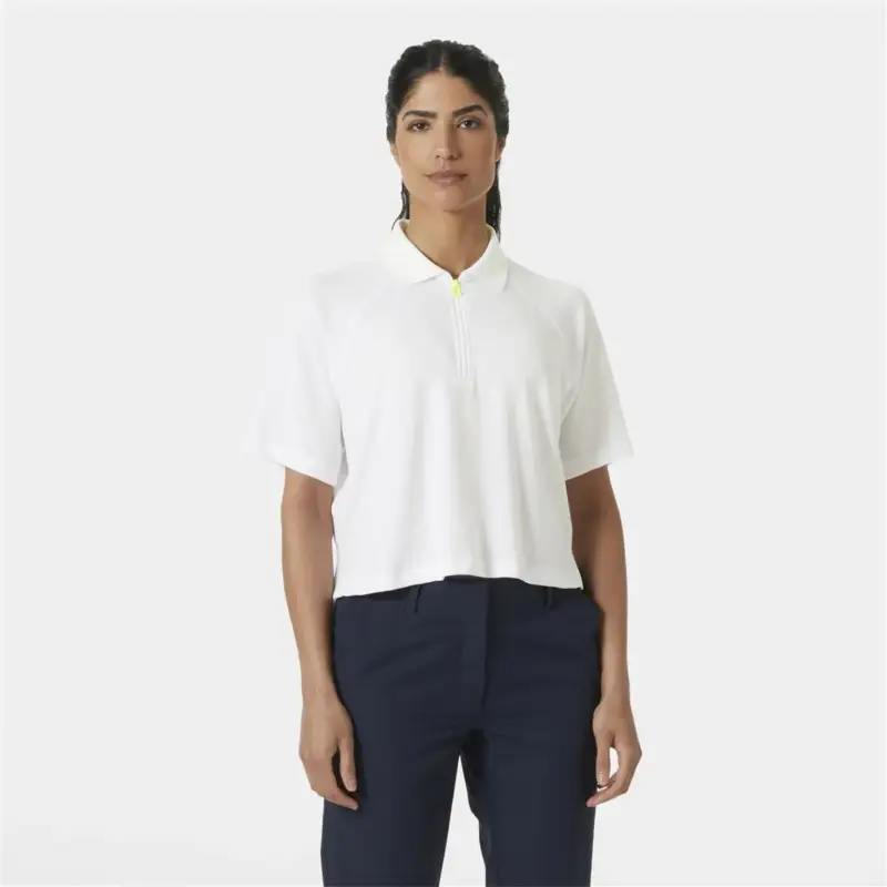 Tani Koszulka szybkoschnąca damska Helly Hansen Inshore Zip Crop Polo - White