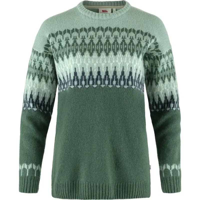 Kup online Sweter wełniany damski Fjallraven Övik Path Knit - Deep Patina/Misty Green