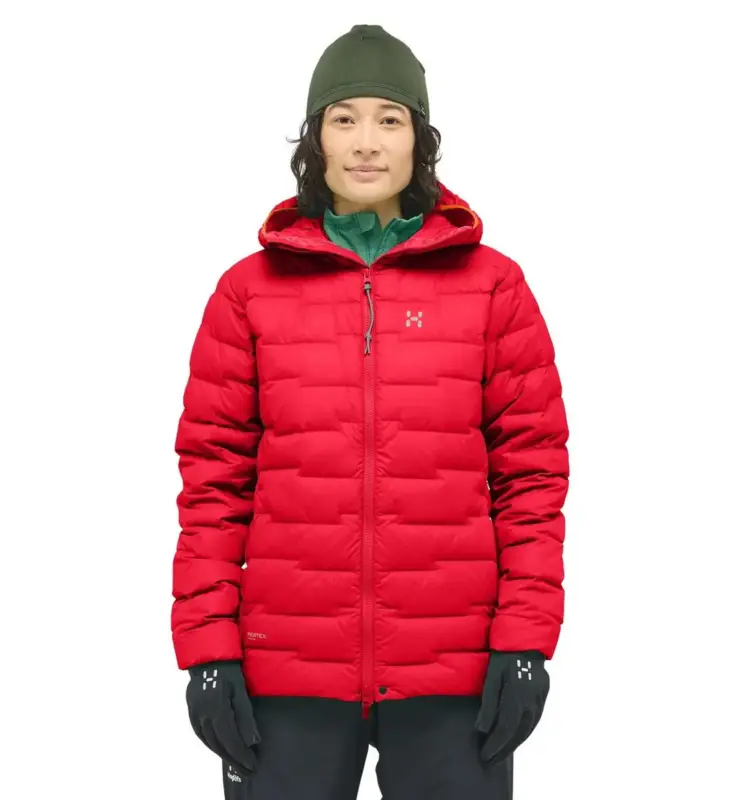 Kurtka puchowa damska Haglöfs Roc Flash Down Hood - Bright Red Tani