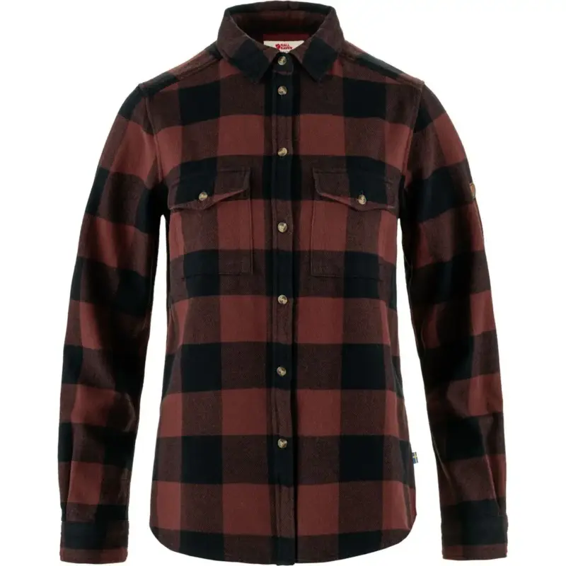 Koszula flanelowa damska Fjallraven Övik Heavy Flannel Shirt - Dark Navy/Maroon Rabat