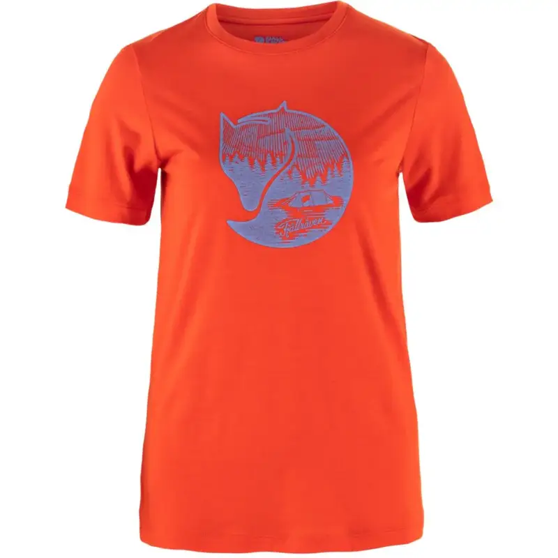 T-shirt wełniany damski Fjallraven Abisko Wool Fox SS - Flame Orange/Ultramarine Ekspresowa dostawa
