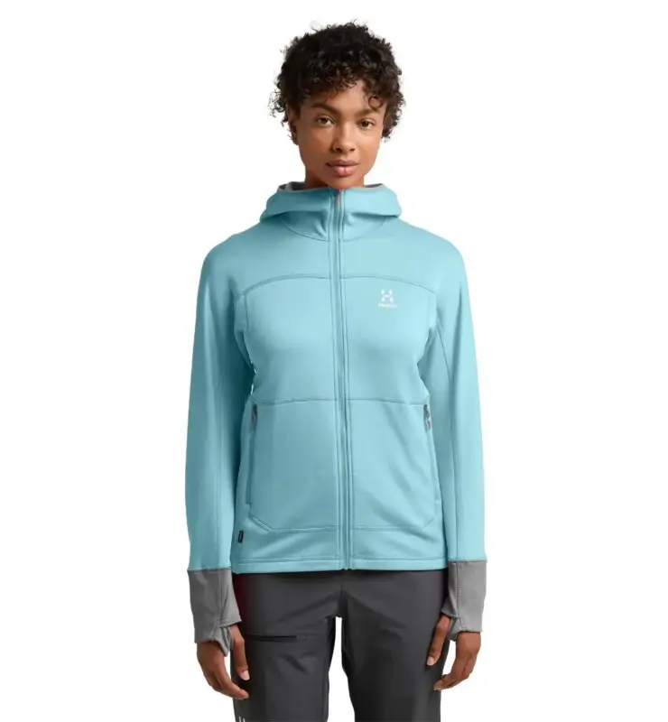Bluza polarowa damska Haglofs Betula Hood - Frost Blue/Concrete Najlepsza cena