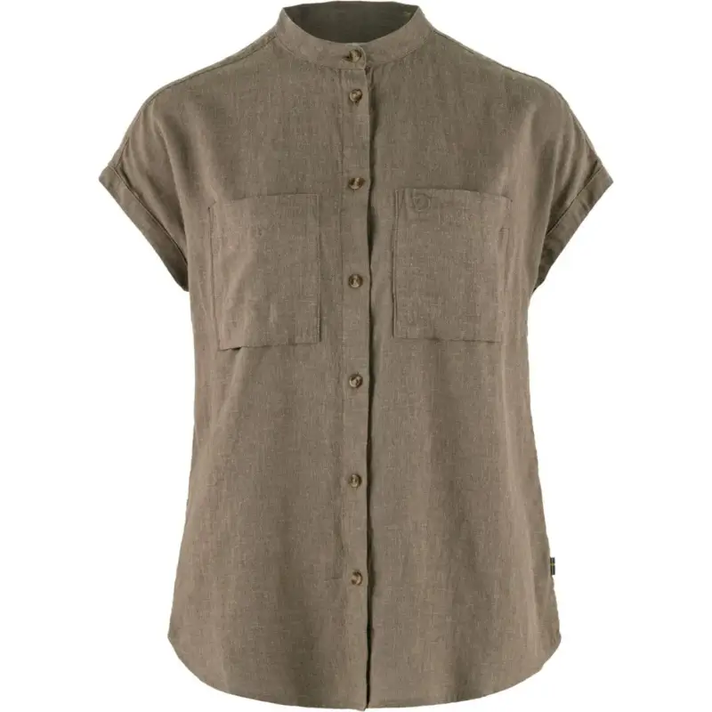 Koszula oddychająca damska Fjallraven Ovik Hemp Shirt SS - Suede Brown Nowy