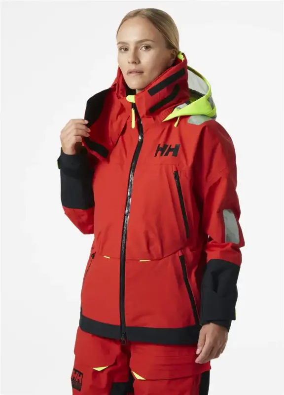 Sztormiak damski Helly Hansen ÆGIR RACE JACKET 2.0 - Alert Red Ograniczona ilość