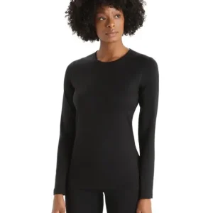 Bluza termoaktywna damska Icebreaker Merino 200 Oasis LS Crewe - Black Łatwy zwrot