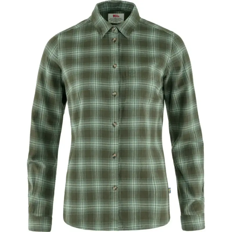 Koszula flanelowa damska Fjallraven Övik Flannel Shirt - Deep Forest/Patina Niska cena