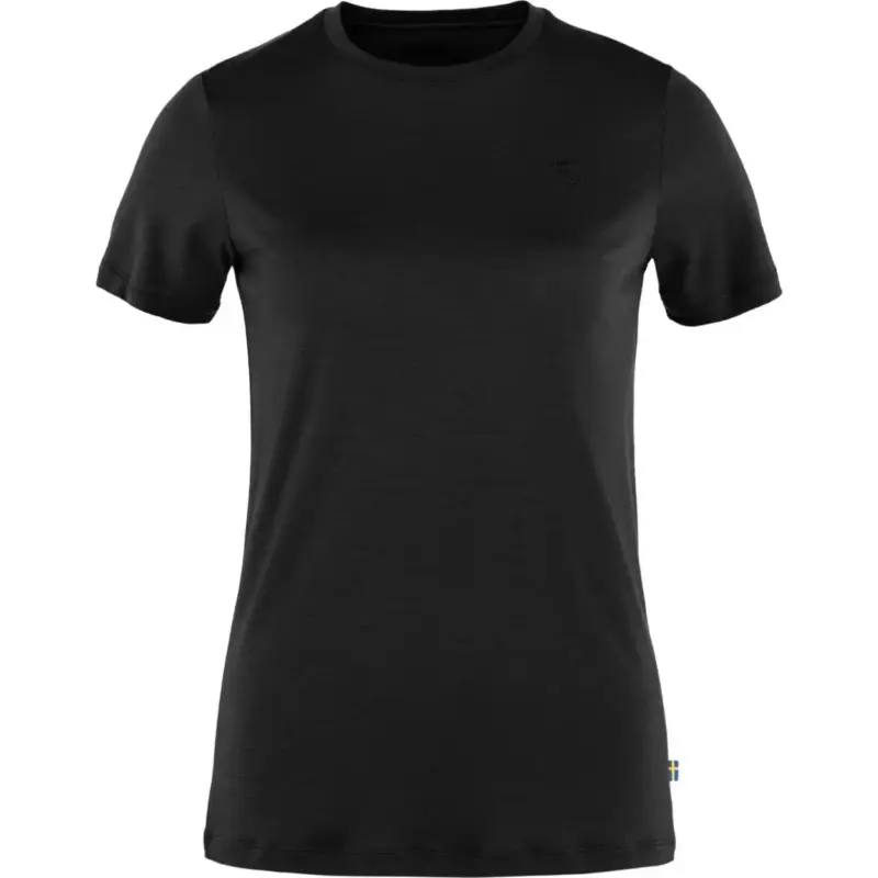 Wyjątkowa oferta T-shirt wełniany damski Fjallraven Abisko Wool SS - Black