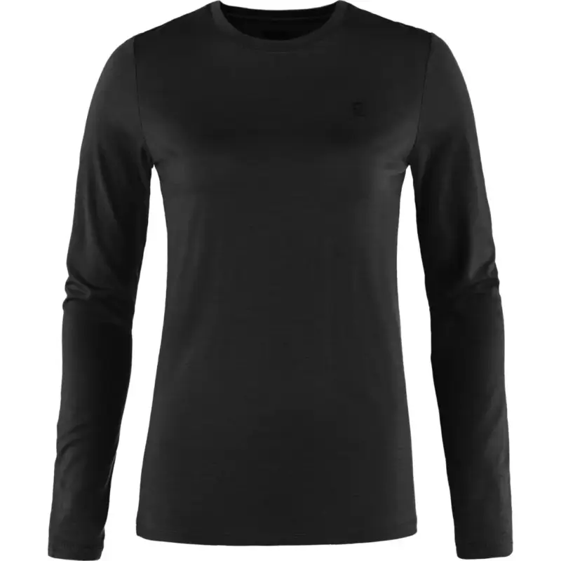 Koszulka z merynosem damska Fjallraven Abisko Wool LS - Black Promocja