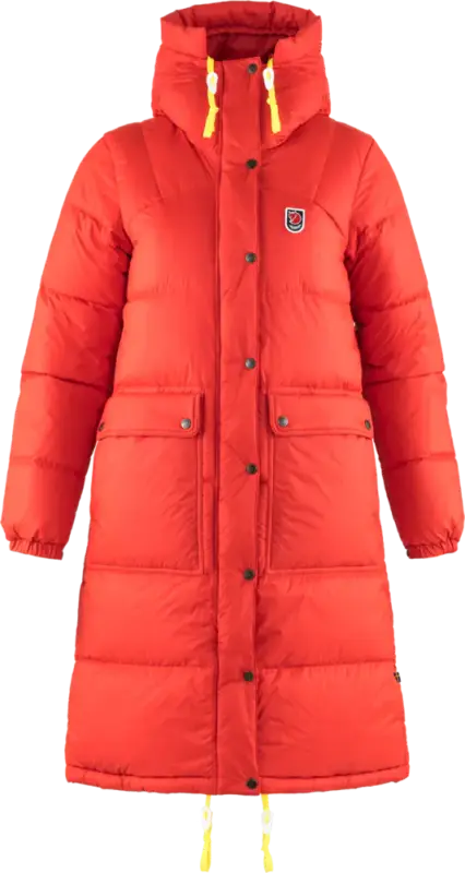 Ograniczona ilość Płaszcz puchowy damski Fjallraven Expedition Long Down Parka - True Red