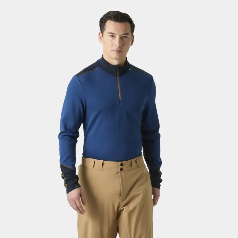 Kup online Bluza termoaktywna z merynosa męska Helly Hansen Lifa Merino Midweight 1/2 Zip - Dark Blue