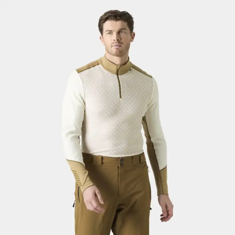 Kup online Bluza termoaktywna z merynosa męska Helly Hansen Lifa Merino Midweight 1/2 Zip - Snow Monogram