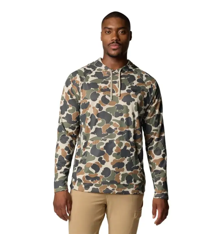 Bluza z filtrem UV męska Columbia PFG Wild Cast™ Camp Hoodie - Fossil Deltahunter Camo Dodaj do koszyka