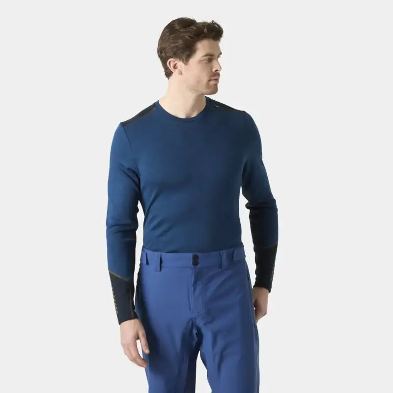 Bluza termoaktywna z merino męska Helly Hansen Lifa Merino Midweight Crew - Dark Blue Wysoka jakość