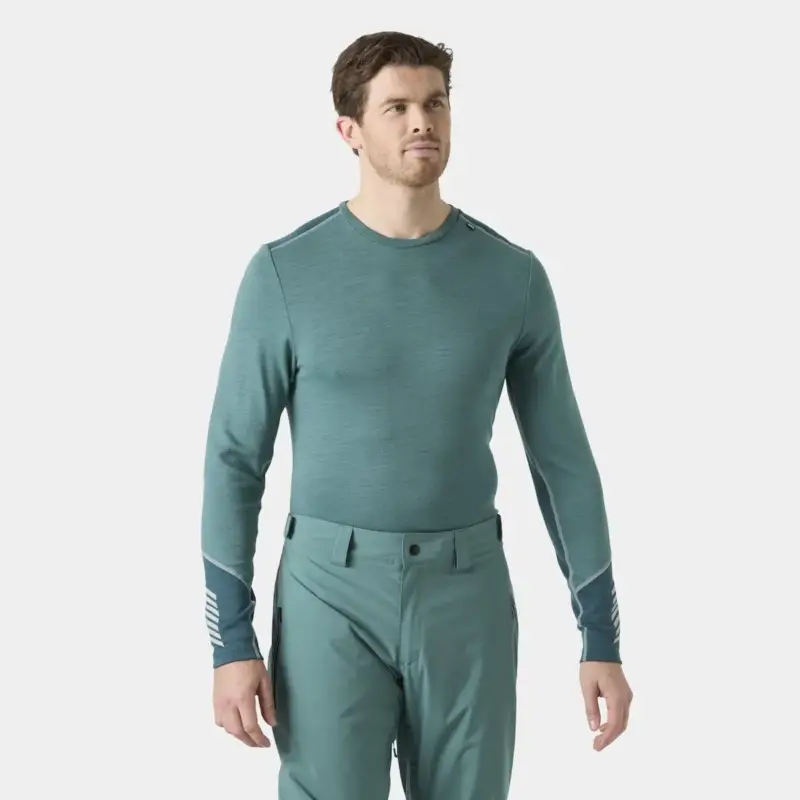 Bluza termoaktywna z merino męska Helly Hansen Lifa Merino Midweight Crew - Opal Green Okazja