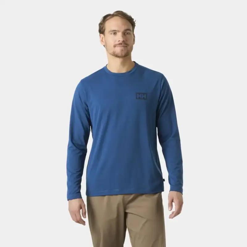 Bluza szybkoschnąca męska Helly Hansen Skog Graphic LS Tee - Dark Blue Popularny