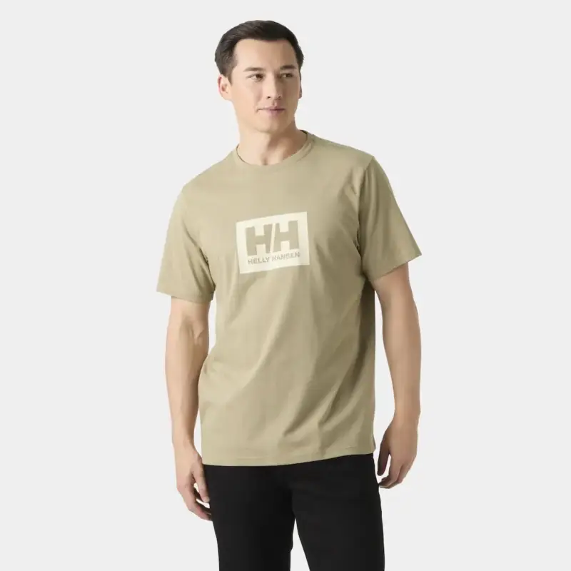 Koszulka bawełniana męska Helly Hansen HH Box T 2.0 - Pebble Popularny