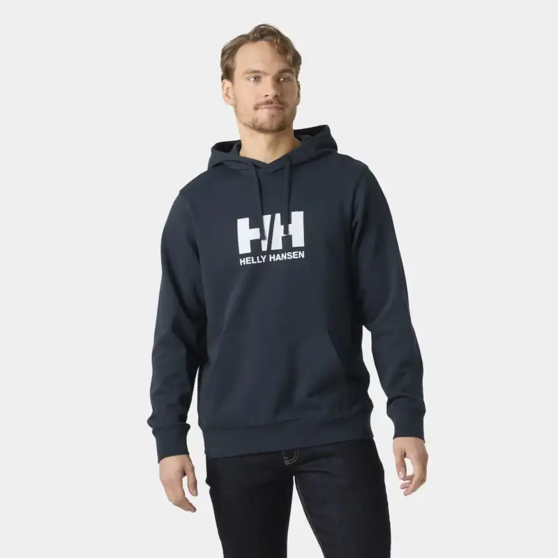 Bluza bawełniana męska Helly Hansen Logo Hoodie - Navy Szybka dostawa