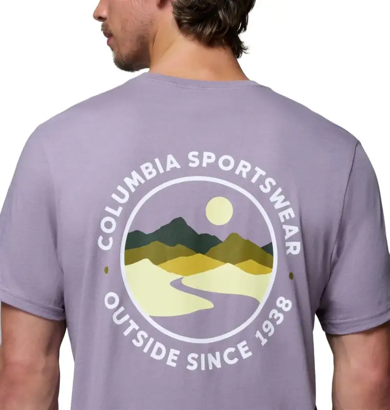Koszulka bawełniana męska Columbia CSC™ Outdoor Back Graphic Tee - Shale Purple Ekspresowa dostawa