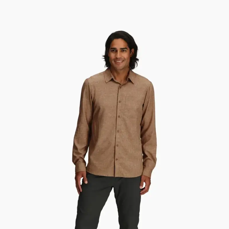Cena promocyjna Koszula przeciw komarom męska Royal Robbins Amp Lite II L/S - Walnut HTR