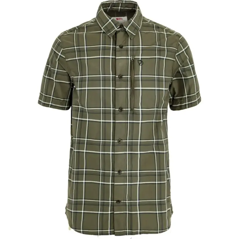 Wyjątkowa oferta Koszula szybkoschnąca męska Fjallraven Abisko Hike Shirt SS - Laurel Green/Chalk White