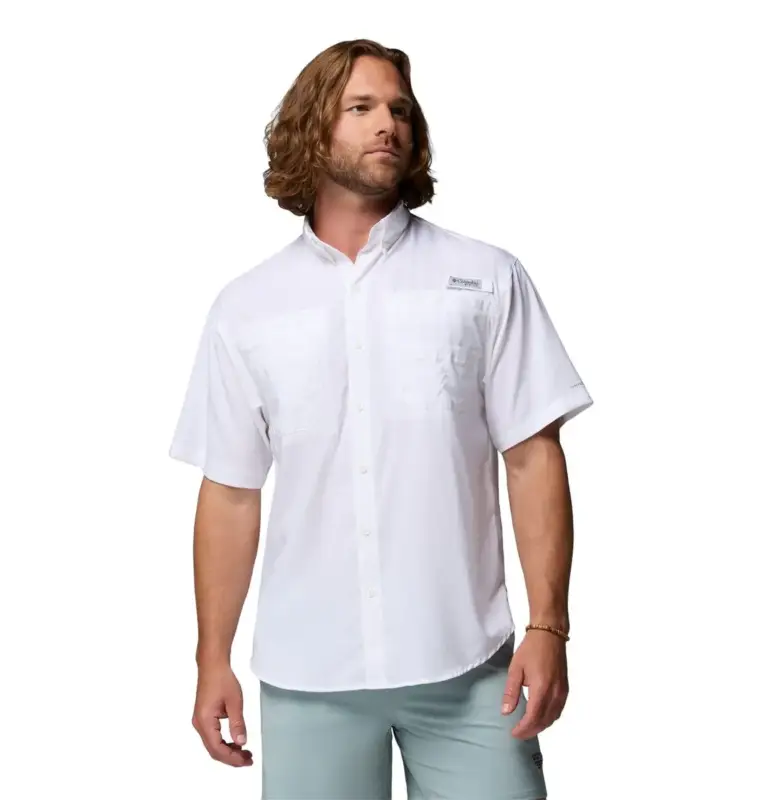 Bezpieczna płatność Koszula szybkoschnąca męska Columbia PFG Tamiami™ II SS Shirt - White